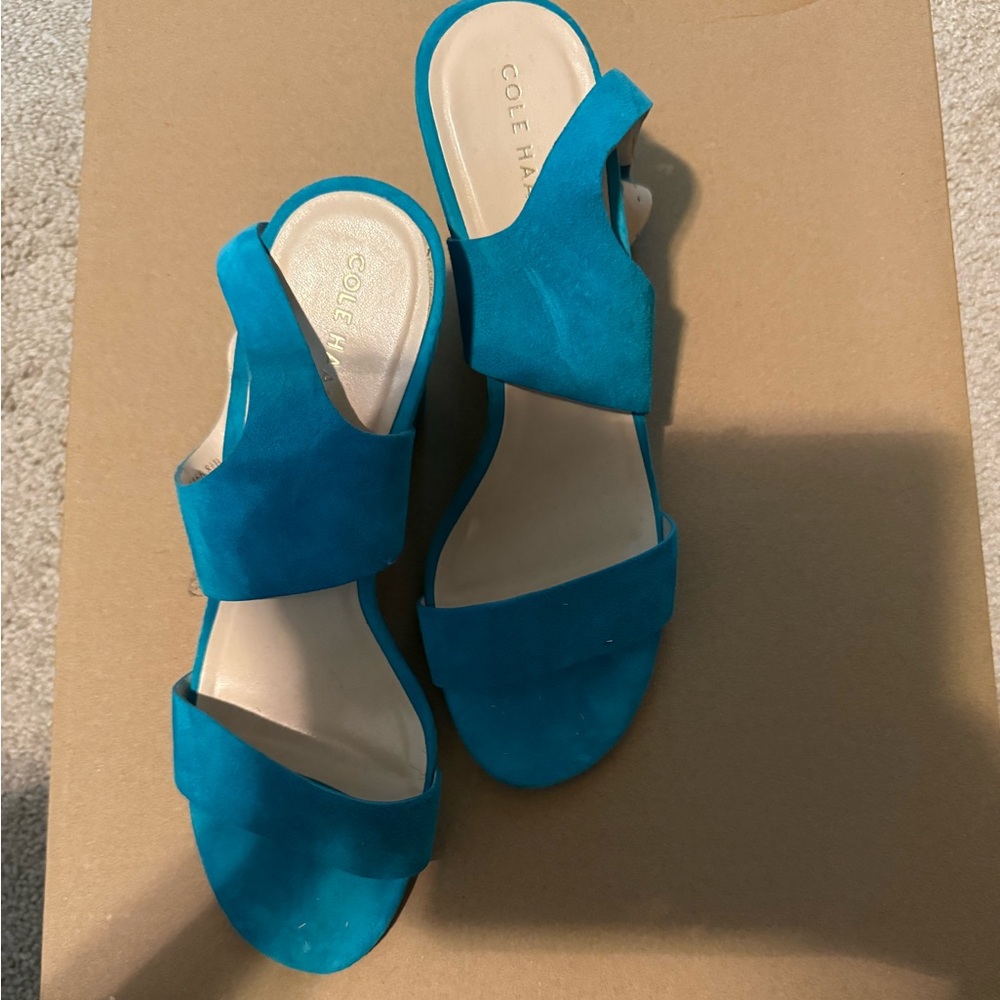 Cole Haan blue suede sandals. 8.5
